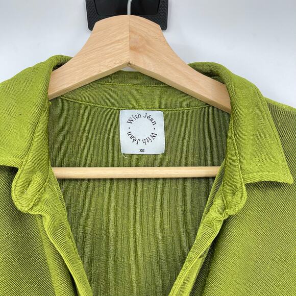 With Jean | Andy Dress Forest Green Ruched Front Slinky Shirt Dress XS - Picture 6 of 14